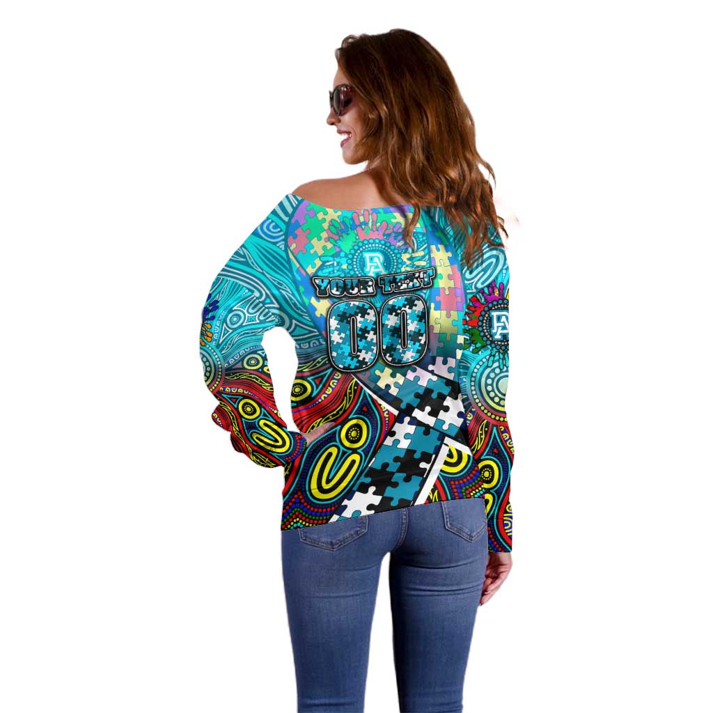 Autism Awareness Australia Port Adelaide Power Off Shoulder Sweater Aboriginal Indigenous Art