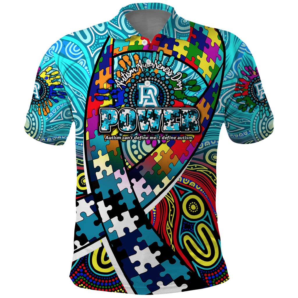 Autism Awareness Australia Port Adelaide Power Polo Shirt Aboriginal Indigenous Art