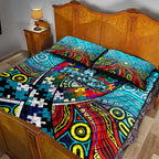 Autism Awareness Australia Port Adelaide Power Quilt Bed Set Aboriginal Indigenous Art
