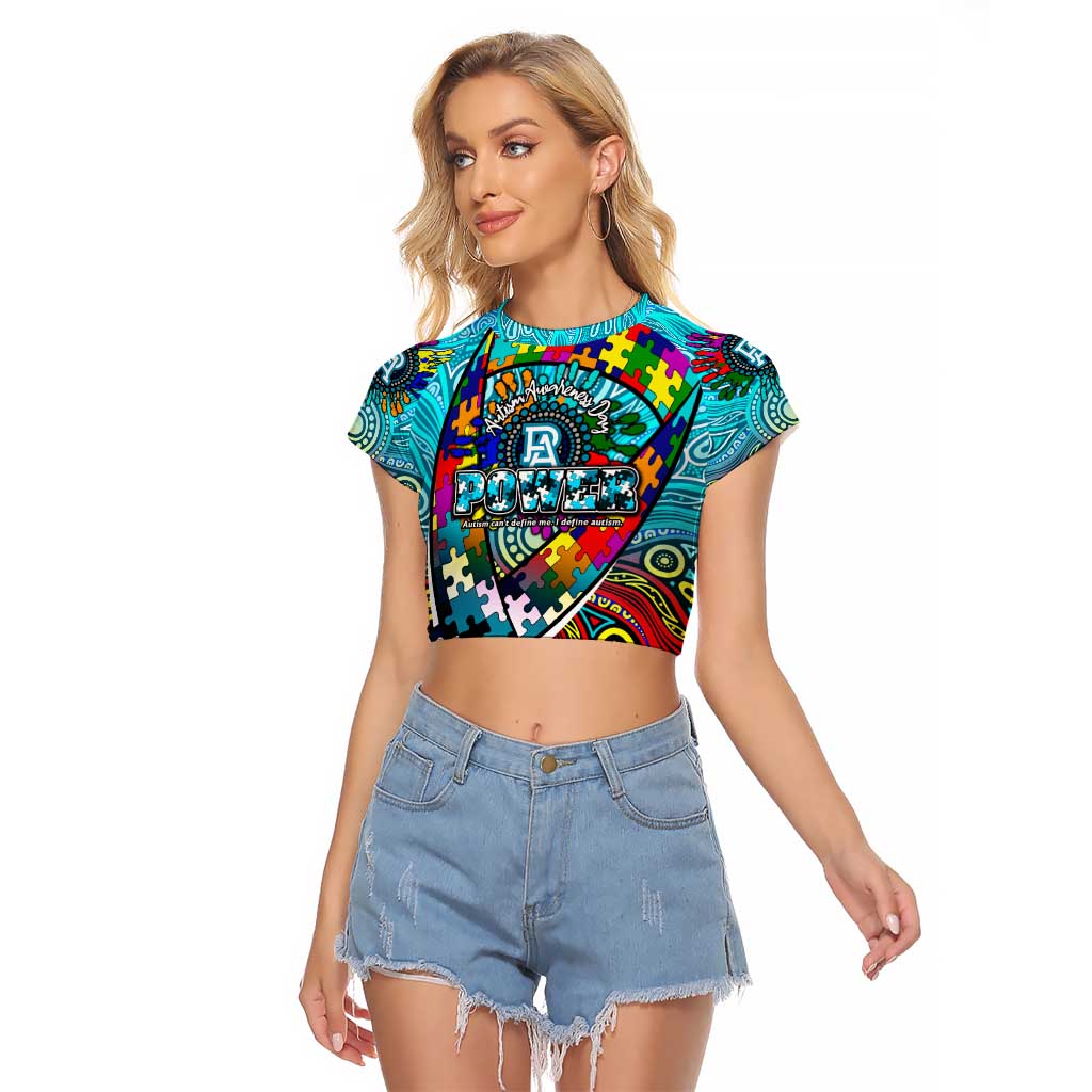 Autism Awareness Australia Port Adelaide Power Raglan Cropped T Shirt Aboriginal Indigenous Art