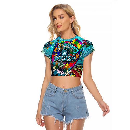 Autism Awareness Australia Port Adelaide Power Raglan Cropped T Shirt Aboriginal Indigenous Art