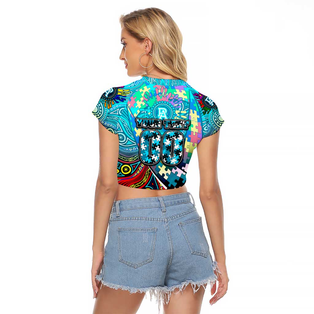Autism Awareness Australia Port Adelaide Power Raglan Cropped T Shirt Aboriginal Indigenous Art