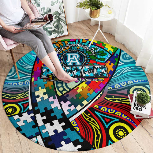 Autism Awareness Australia Port Adelaide Power Round Carpet Aboriginal Indigenous Art