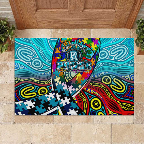 Autism Awareness Australia Port Adelaide Power Rubber Doormat Aboriginal Indigenous Art
