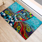 Autism Awareness Australia Port Adelaide Power Rubber Doormat Aboriginal Indigenous Art