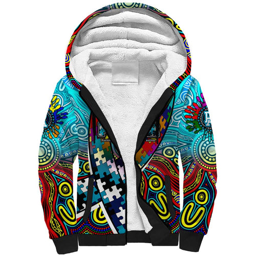 Autism Awareness Australia Port Adelaide Power Sherpa Hoodie Aboriginal Indigenous Art