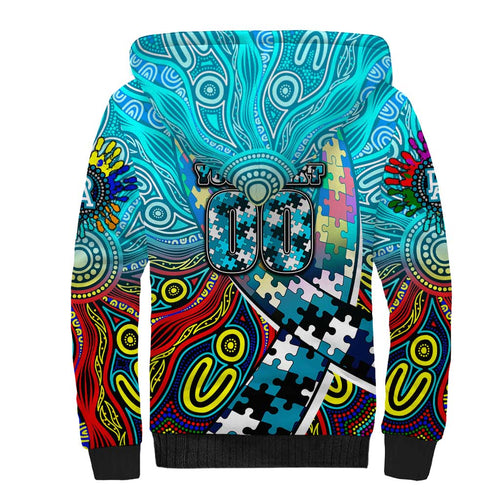 Autism Awareness Australia Port Adelaide Power Sherpa Hoodie Aboriginal Indigenous Art
