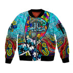 Autism Awareness Australia Port Adelaide Power Sleeve Zip Bomber Jacket Aboriginal Indigenous Art
