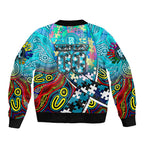 Autism Awareness Australia Port Adelaide Power Sleeve Zip Bomber Jacket Aboriginal Indigenous Art