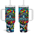 Autism Awareness Australia  Port Adelaide Power Tumbler With Handle Aboriginal Indigenous Art