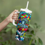 Autism Awareness Australia  Port Adelaide Power Tumbler With Handle Aboriginal Indigenous Art
