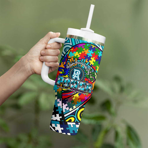 Autism Awareness Australia  Port Adelaide Power Tumbler With Handle Aboriginal Indigenous Art