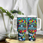 Autism Awareness Australia  Port Adelaide Power Tumbler With Handle Aboriginal Indigenous Art