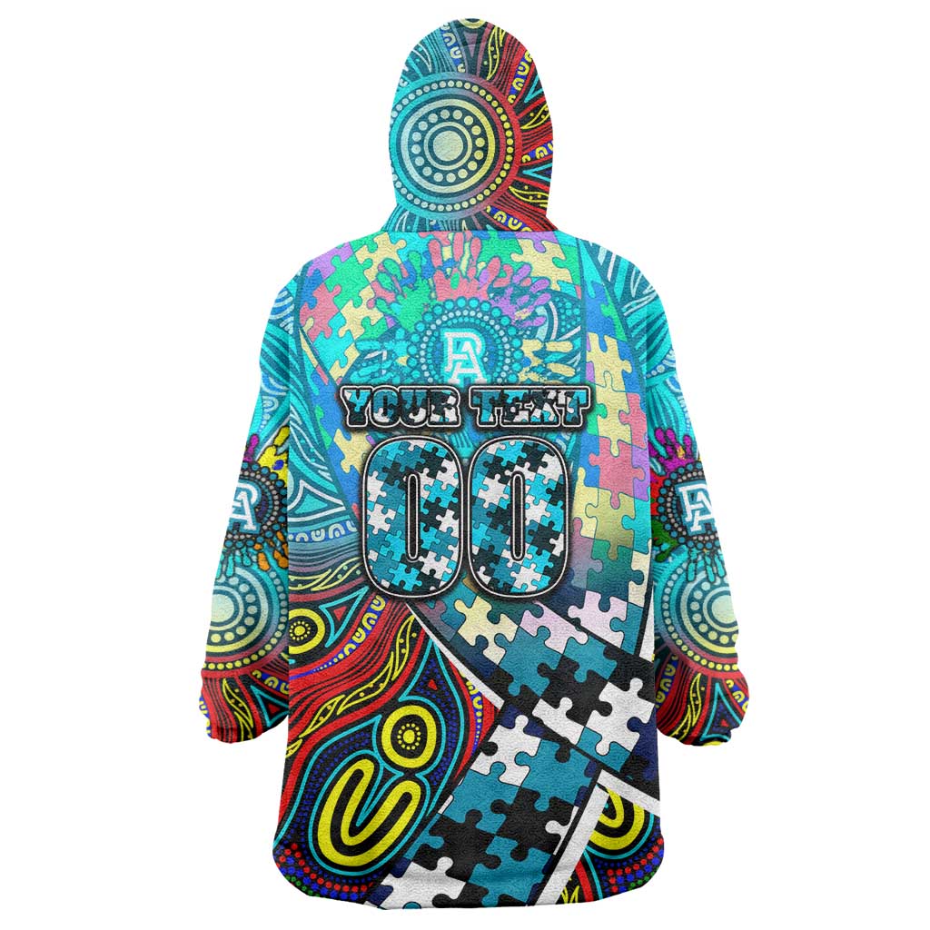 Autism Awareness Australia Port Adelaide Power Wearable Blanket Hoodie Aboriginal Indigenous Art