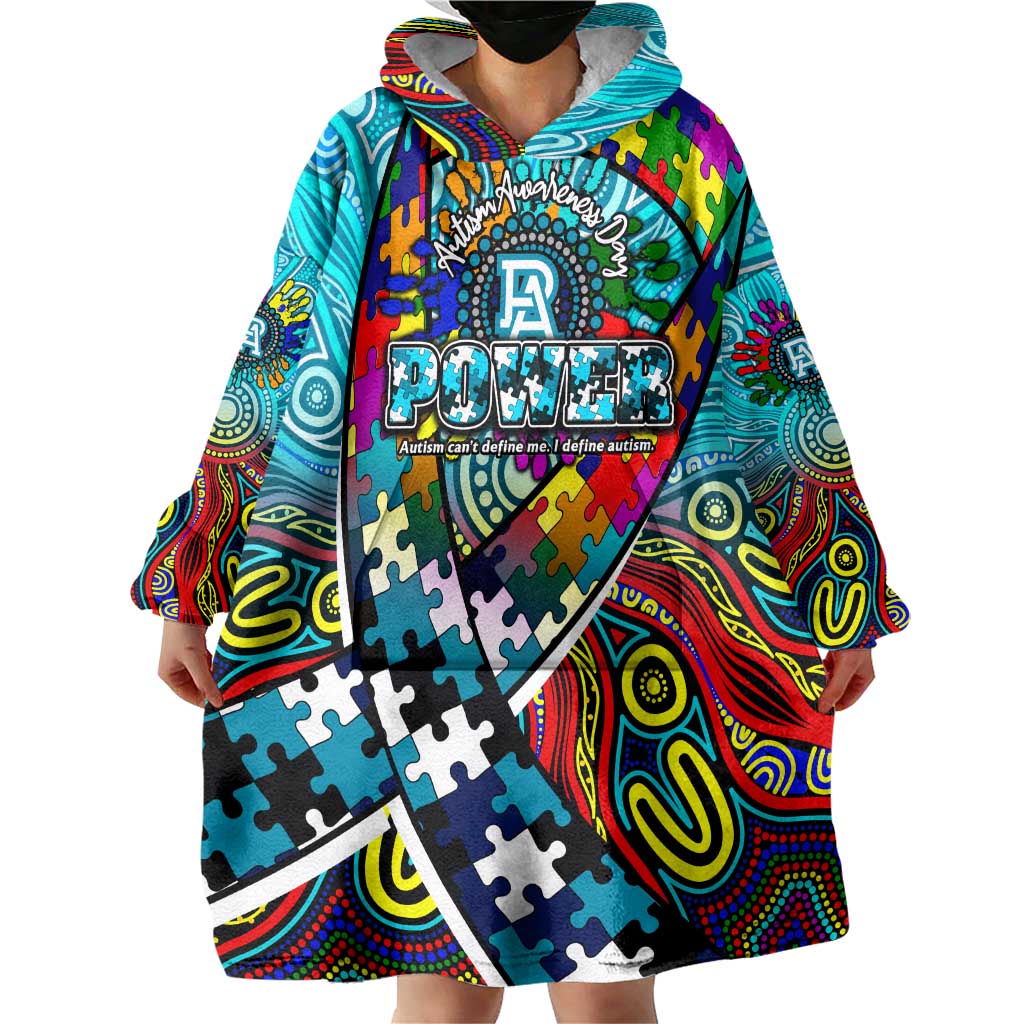 Autism Awareness Australia Port Adelaide Power Wearable Blanket Hoodie Aboriginal Indigenous Art