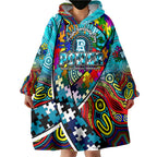 Autism Awareness Australia Port Adelaide Power Wearable Blanket Hoodie Aboriginal Indigenous Art