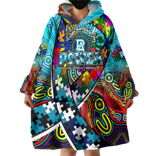 Autism Awareness Australia Port Adelaide Power Wearable Blanket Hoodie Aboriginal Indigenous Art