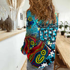 Autism Awareness Australia Port Adelaide Power Women Casual Shirt Aboriginal Indigenous Art