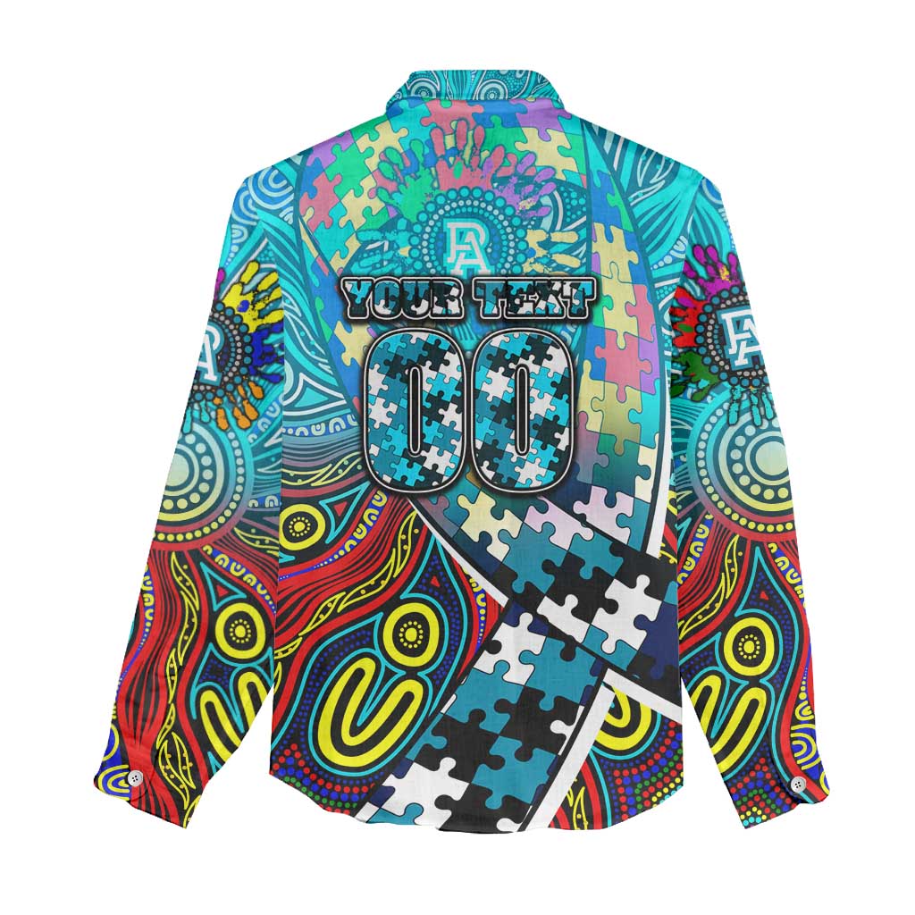 Autism Awareness Australia Port Adelaide Power Women Casual Shirt Aboriginal Indigenous Art