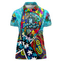 Autism Awareness Australia Port Adelaide Power Women Polo Shirt Aboriginal Indigenous Art