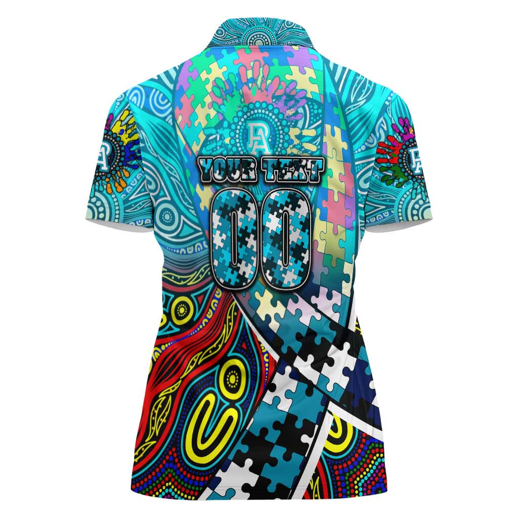 Autism Awareness Australia Port Adelaide Power Women Polo Shirt Aboriginal Indigenous Art