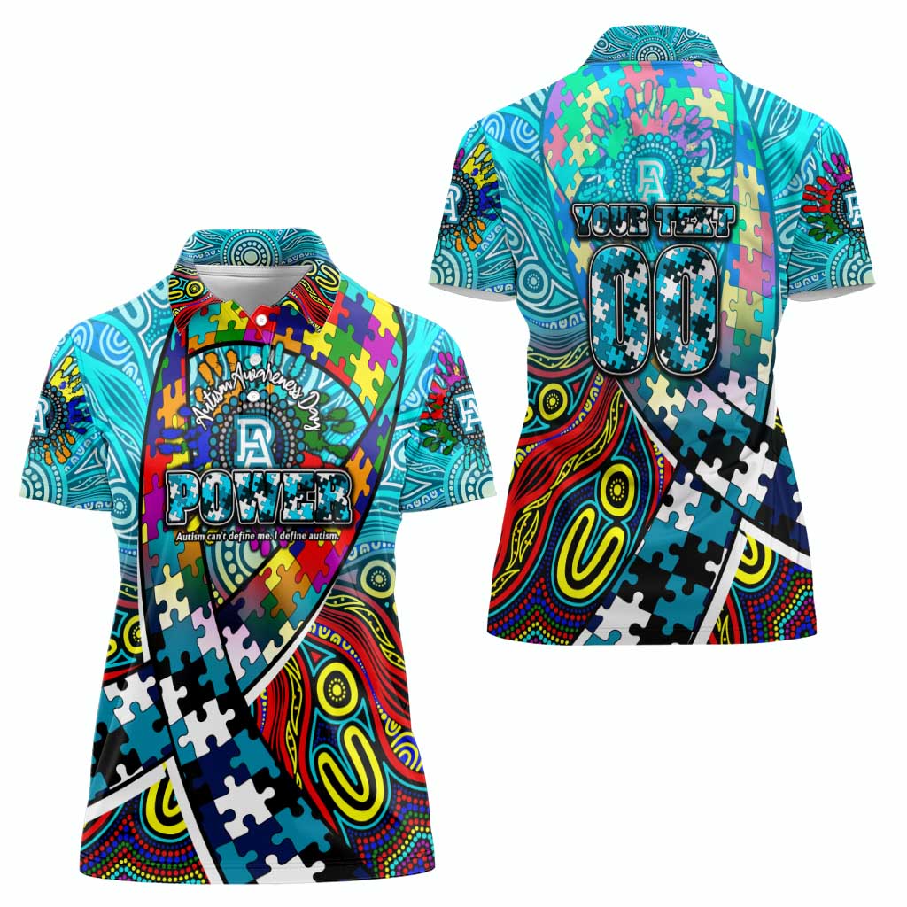 Autism Awareness Australia Port Adelaide Power Women Polo Shirt Aboriginal Indigenous Art