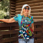 Autism Awareness Australia Port Adelaide Power Women Polo Shirt Aboriginal Indigenous Art