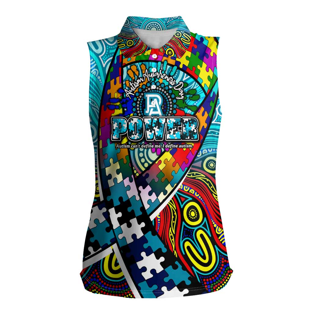 Autism Awareness Australia Port Adelaide Power Women Sleeveless Polo Shirt Aboriginal Indigenous Art