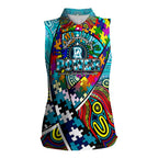 Autism Awareness Australia Port Adelaide Power Women Sleeveless Polo Shirt Aboriginal Indigenous Art