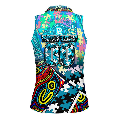 Autism Awareness Australia Port Adelaide Power Women Sleeveless Polo Shirt Aboriginal Indigenous Art