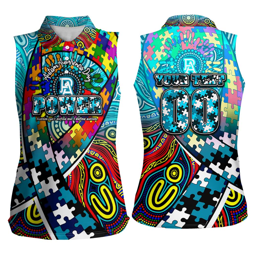 Autism Awareness Australia Port Adelaide Power Women Sleeveless Polo Shirt Aboriginal Indigenous Art