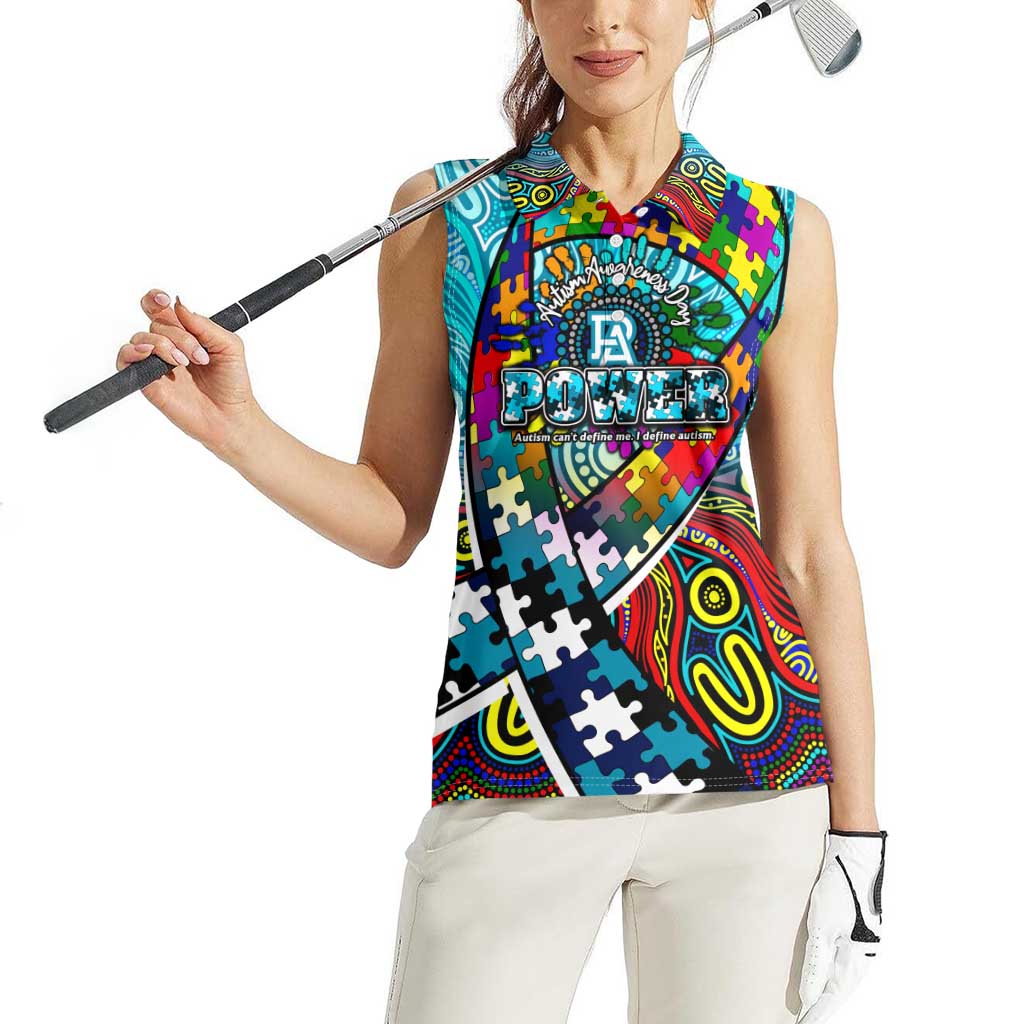 Autism Awareness Australia Port Adelaide Power Women Sleeveless Polo Shirt Aboriginal Indigenous Art