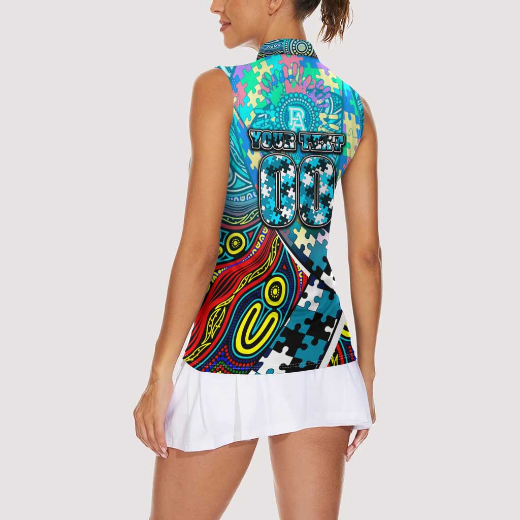 Autism Awareness Australia Port Adelaide Power Women Sleeveless Polo Shirt Aboriginal Indigenous Art