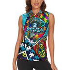 Autism Awareness Australia Port Adelaide Power Women Sleeveless Polo Shirt Aboriginal Indigenous Art