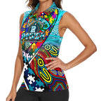 Autism Awareness Australia Port Adelaide Power Women Sleeveless Polo Shirt Aboriginal Indigenous Art