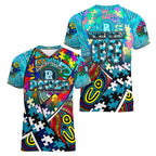 Autism Awareness Australia Port Adelaide Power Women V-Neck T-Shirt Aboriginal Indigenous Art