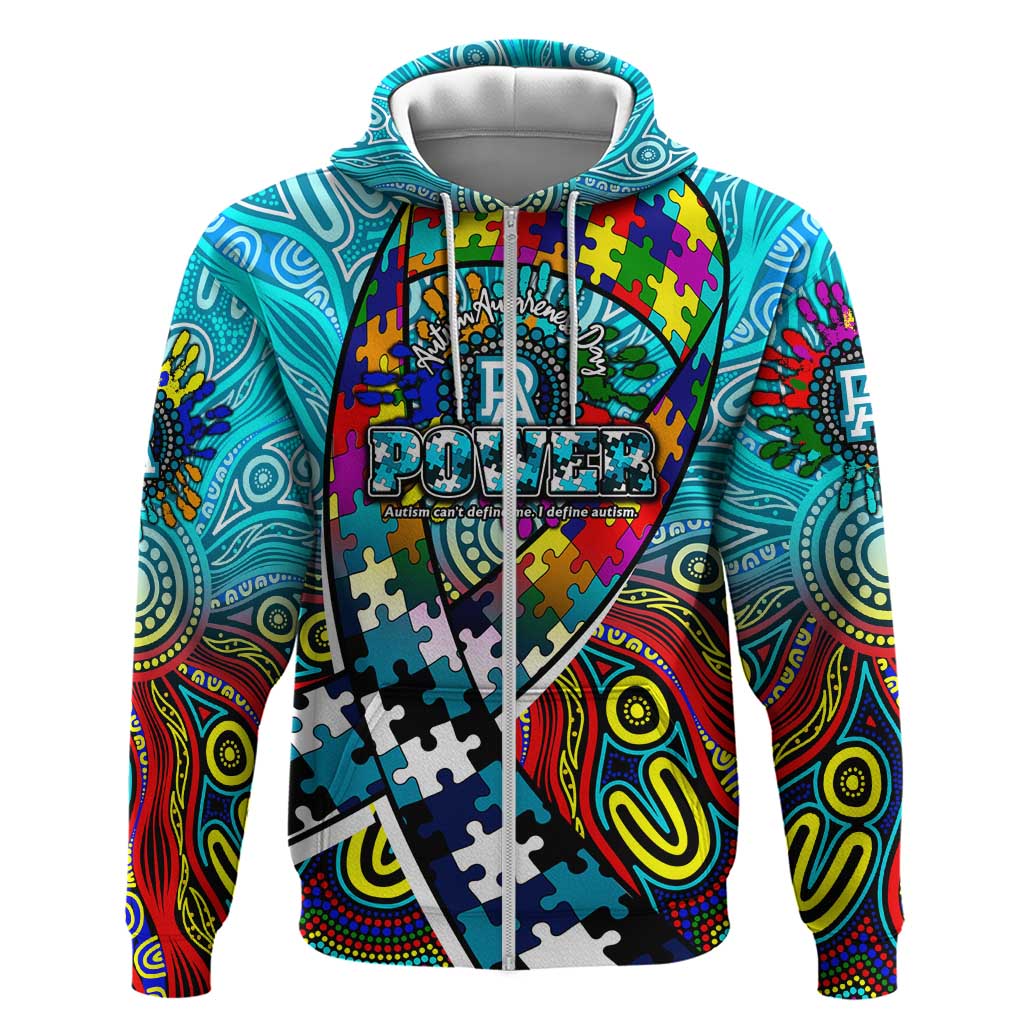 Autism Awareness Australia Port Adelaide Power Zip Hoodie Aboriginal Indigenous Art