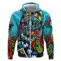 Autism Awareness Australia Port Adelaide Power Zip Hoodie Aboriginal Indigenous Art