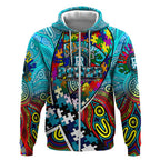 Autism Awareness Australia Port Adelaide Power Zip Hoodie Aboriginal Indigenous Art
