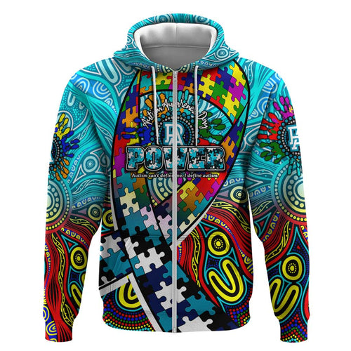 Autism Awareness Australia Port Adelaide Power Zip Hoodie Aboriginal Indigenous Art