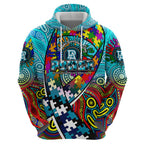 Autism Awareness Australia Port Adelaide Power Zip Hoodie Aboriginal Indigenous Art