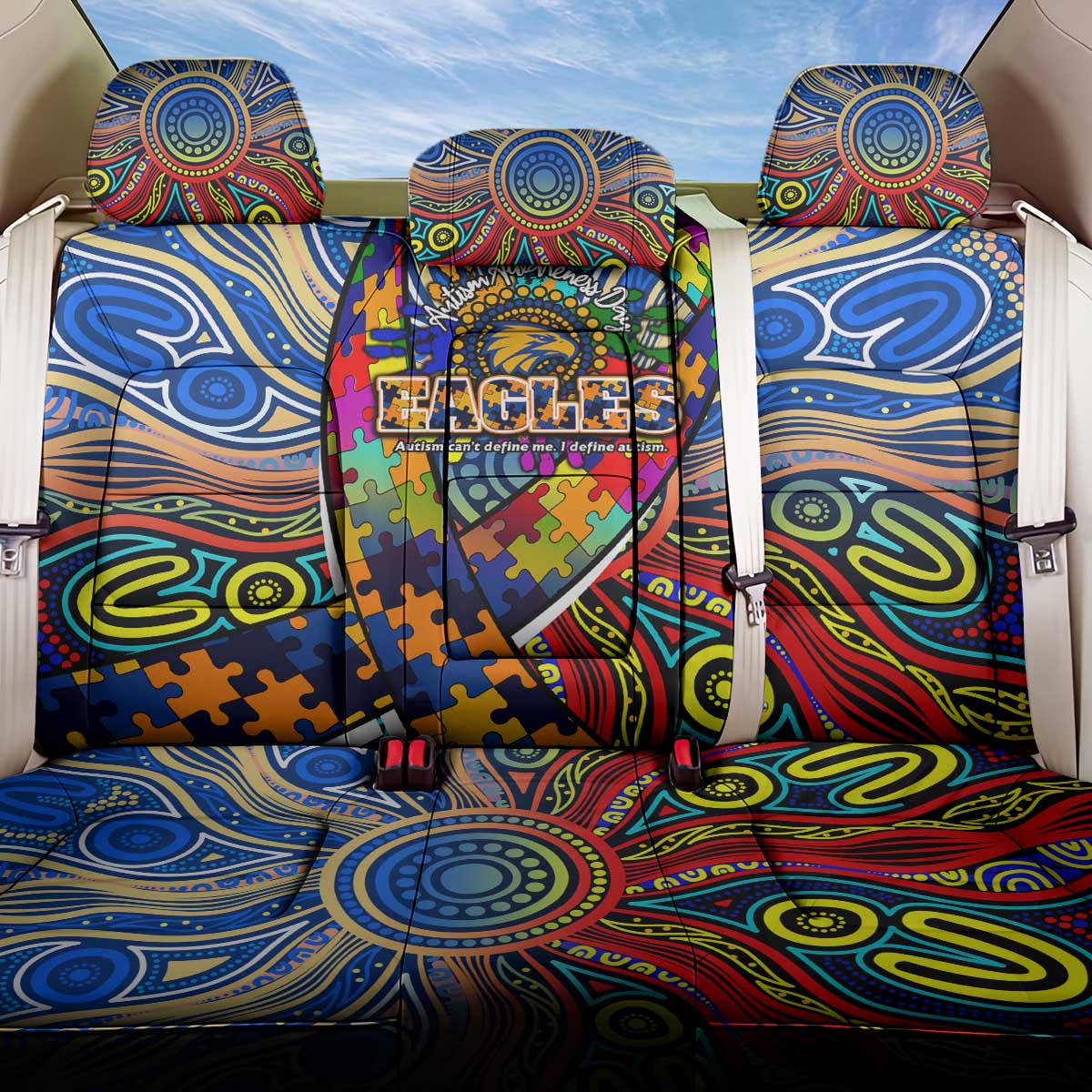 Autism Awareness Australia West Coast Eagles Back Car Seat Cover Aboriginal Indigenous Art