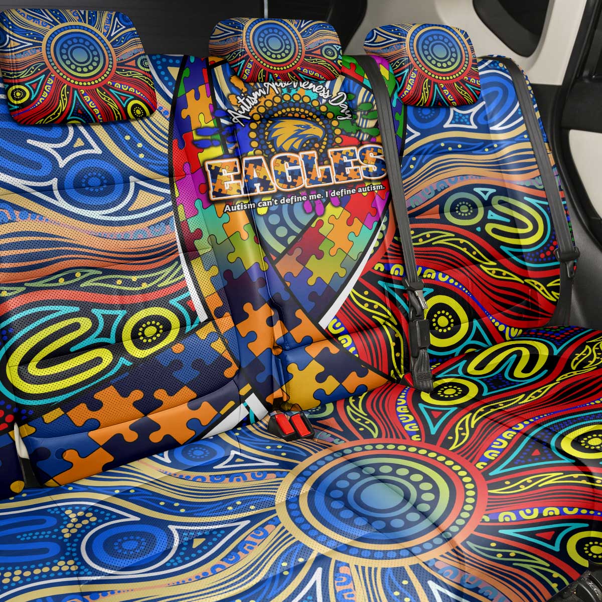 Autism Awareness Australia West Coast Eagles Back Car Seat Cover Aboriginal Indigenous Art