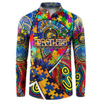 Autism Awareness Australia West Coast Eagles Button Sweatshirt Aboriginal Indigenous Art