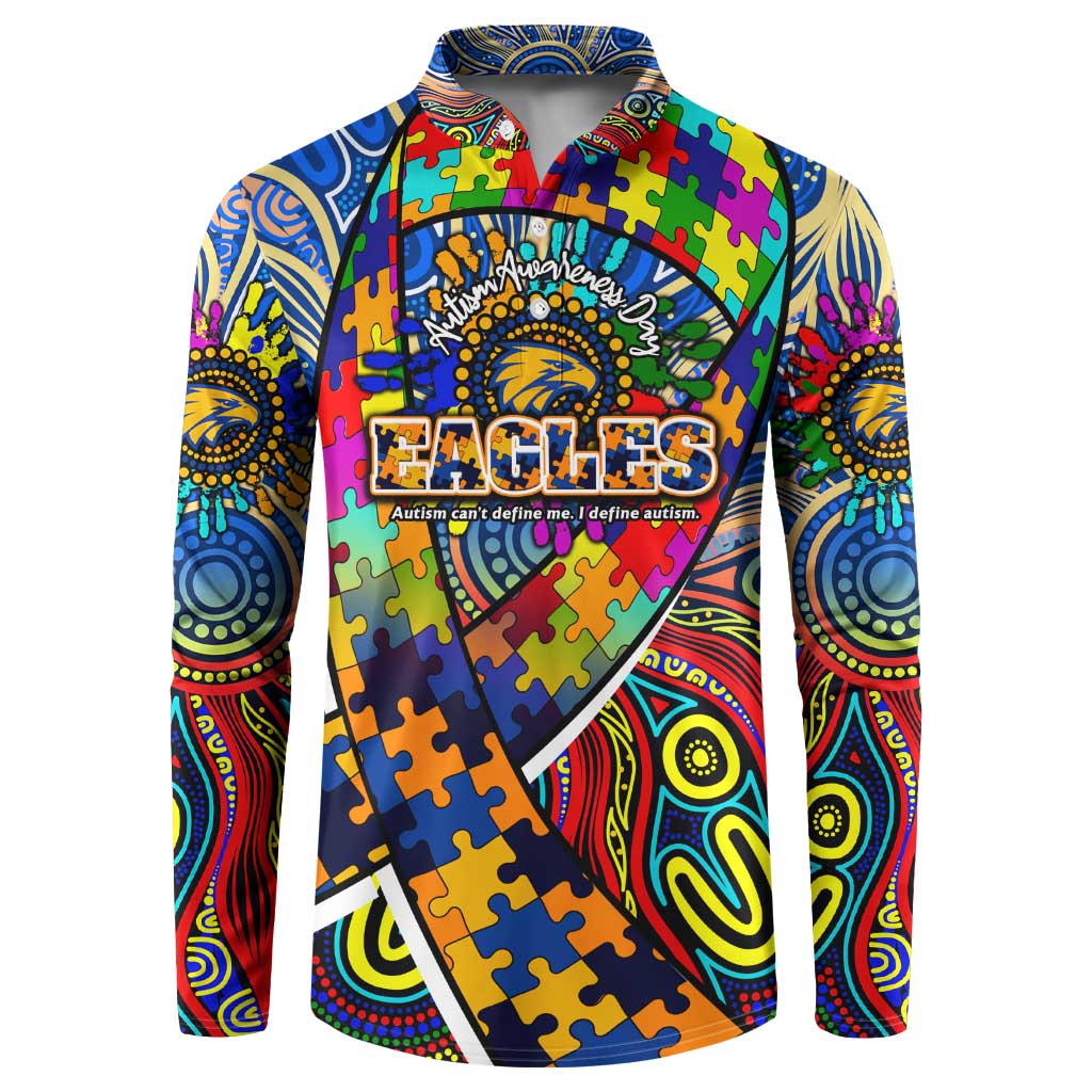 Autism Awareness Australia West Coast Eagles Button Sweatshirt Aboriginal Indigenous Art