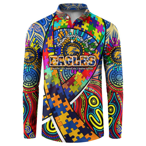 Autism Awareness Australia West Coast Eagles Button Sweatshirt Aboriginal Indigenous Art