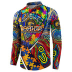 Autism Awareness Australia West Coast Eagles Button Sweatshirt Aboriginal Indigenous Art