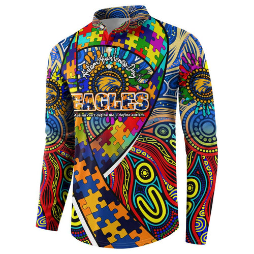 Autism Awareness Australia West Coast Eagles Button Sweatshirt Aboriginal Indigenous Art