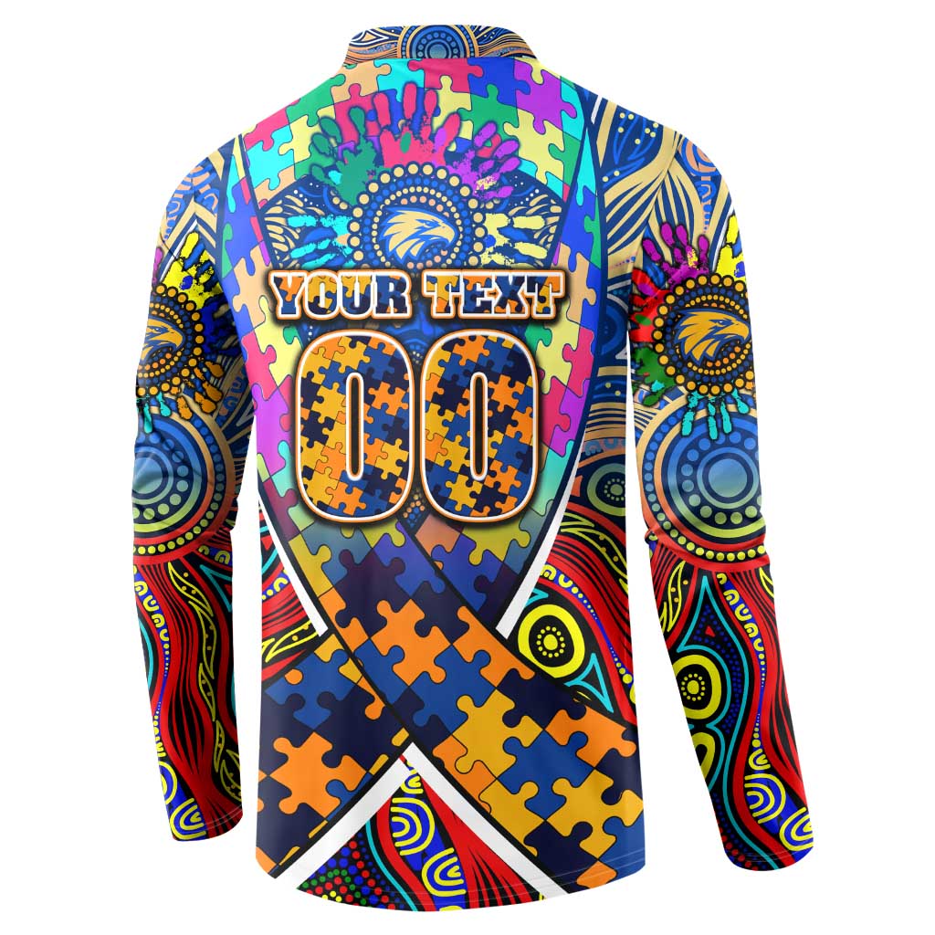 Autism Awareness Australia West Coast Eagles Button Sweatshirt Aboriginal Indigenous Art