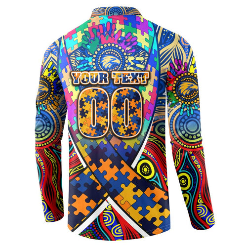 Autism Awareness Australia West Coast Eagles Button Sweatshirt Aboriginal Indigenous Art